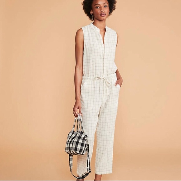 13674 Grey Plaid Jumpsuit